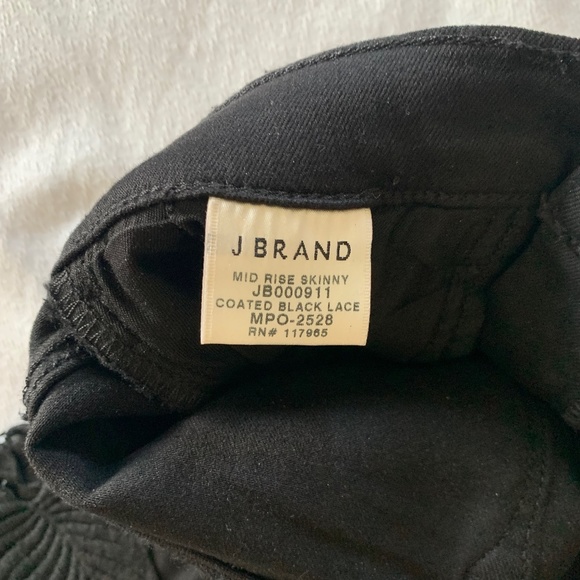 J Brand Mid Rise Skinny Coated Black Lace Jeans, Size 25 (Rare) - Picture 9 of 16